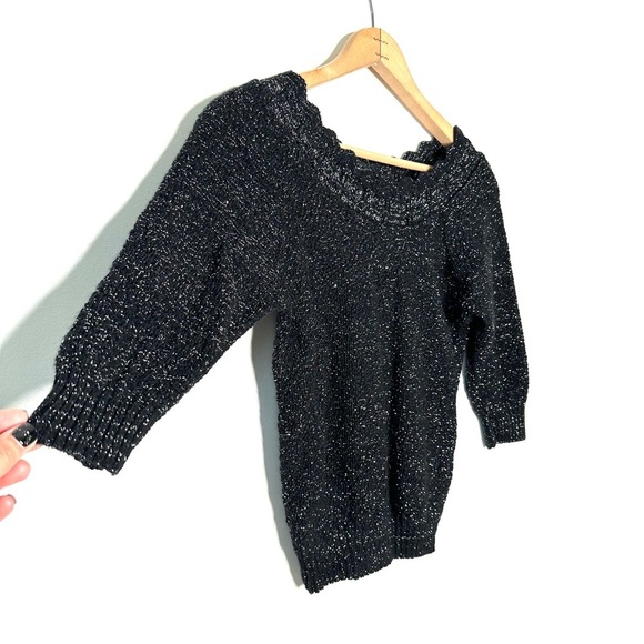 Adele Knit Wear | Vintage Black Metallic Sweater - Picture 3 of 6
